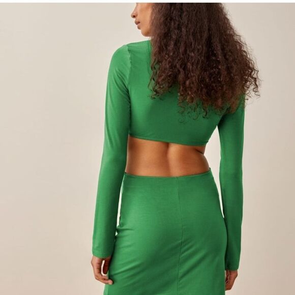 Reformation Kelly Green Hale Sexy Cut Out‎ Mini Dress, Small - Picture 2 of 9